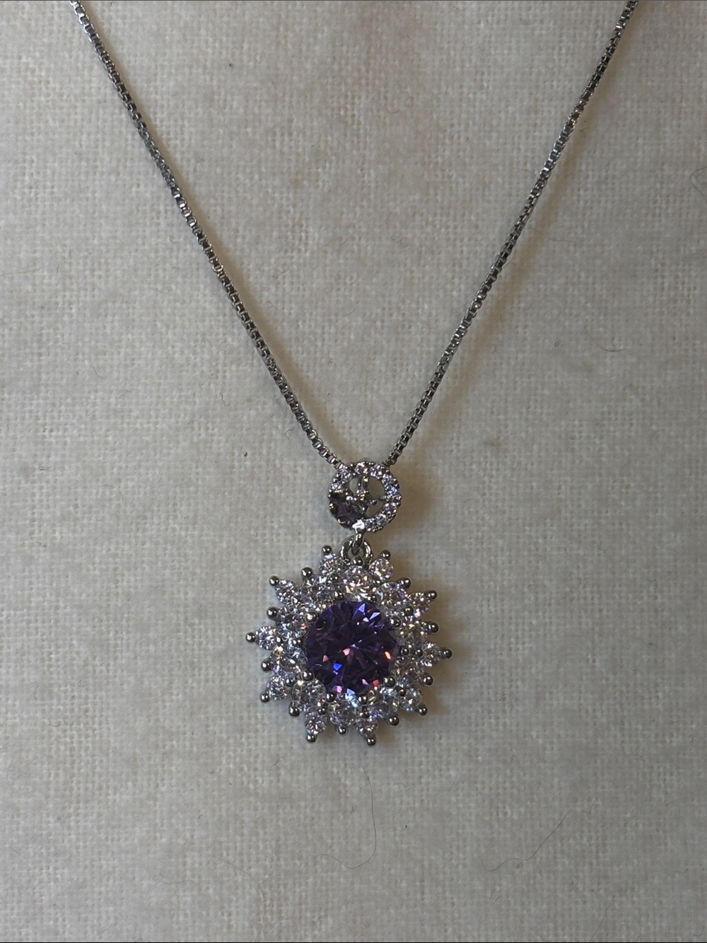 Purple Floral Pendant Necklace with Chain